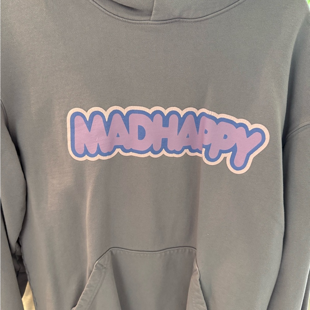 MADHAPPY Grey & Purple Bubble Letter Hoodie